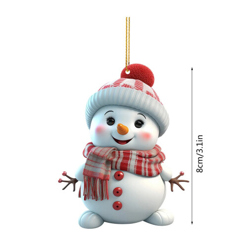 Snowman Ornament Christmas Tree Decoration Red White Santa 2