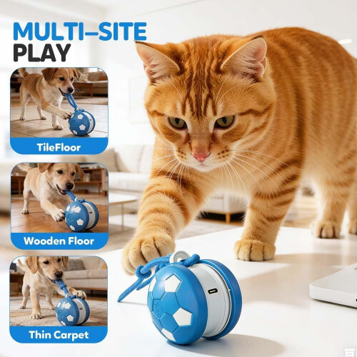 Leutsin Interactive Dog Toy Auto Rolling Ball with Rope