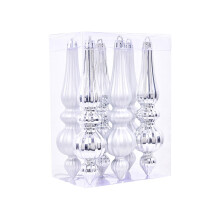 Shatterproof Glossy Christmas Ornaments Silver Set of 6 7 x