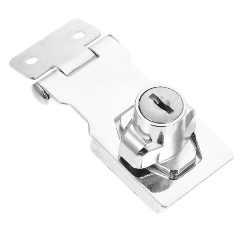 Silver Rectangular Keyed Hasp Lock Set for Cabinets and 2