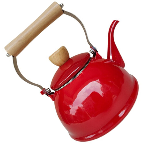 Vintage enamel tea kettle red 20x16 cm 2