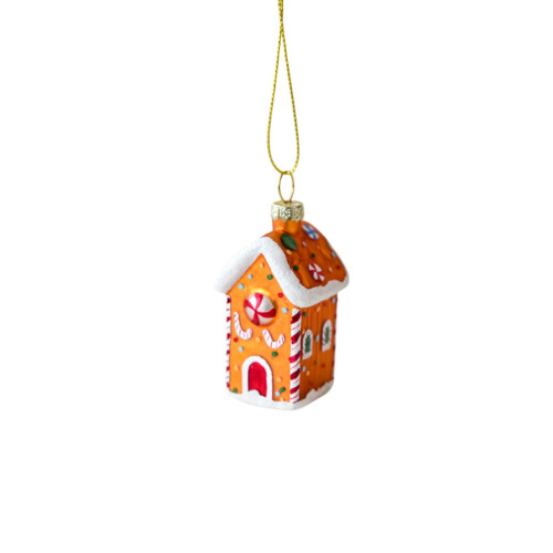 Glass Gingerbread House Ornament Handcrafted Candy Design 1 1