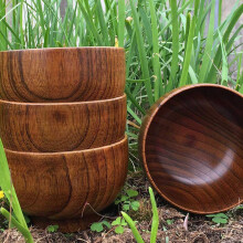 Jujube Japanese-Style Wooden Bowl Wooden Rice Bowl Noodle Bowl Solid Wood Bowl, 4.5 Inches By 2-5 / 8 Inches, 8 Packs