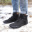 Women's Snow Boots Black Size 8 Square Toe Zip 8