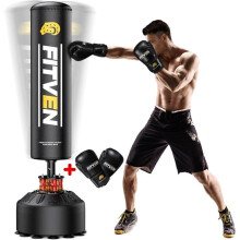 FITVEN Freistehender Boxsack mit Boxhandschuhen, schwerer Boxsack mit Saugnapfbasis – Kickboxsack mit Ständer