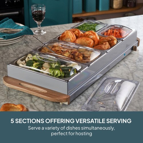 Cooks Professional Cooks Professional 5 Section Buffet Warmer | 9.6L | Nordic Grey 1