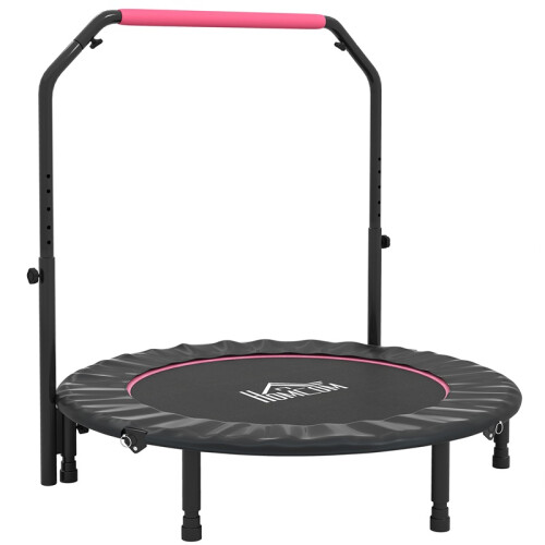 48" Foldable Mini Fitness Trampoline, with Adjustable Foam Handle, Pink 1