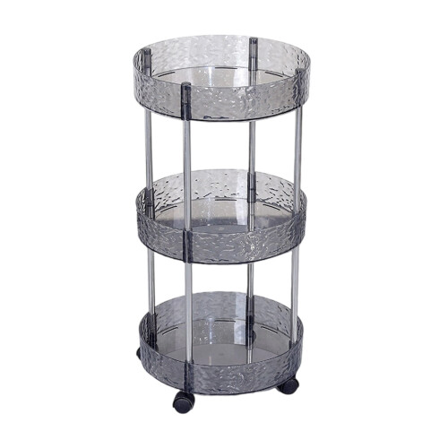 3-Tier Round Shelf Unit Gray 24x12x12 Inch 1