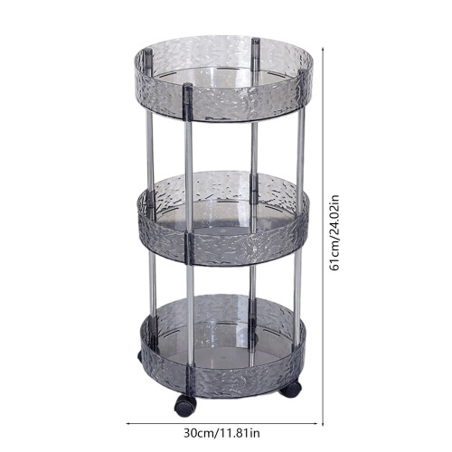 3-Tier Round Storage Cart Gray 2