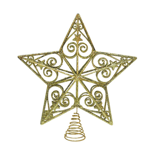 Christmas Tree Topper Star Gold White Plastic 10 Inch 1