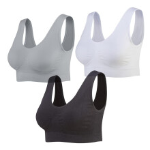 Seamless Wirefree Sports Bra with Removable Pads 3-Pack