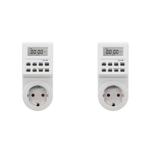 2X Digital Timer Socket Electronic Timing  24h Kitchen Timer Outlet Programmable Socket EU Plug 1