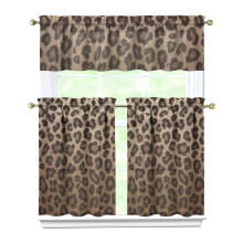 Brown Gradient Leopard Print Kitchen Curtain Valance Set 36