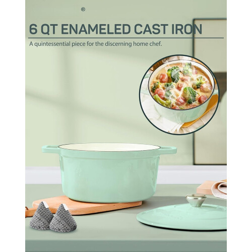 Enameled Cast Iron Dutch Oven 6 QT with Lid 1