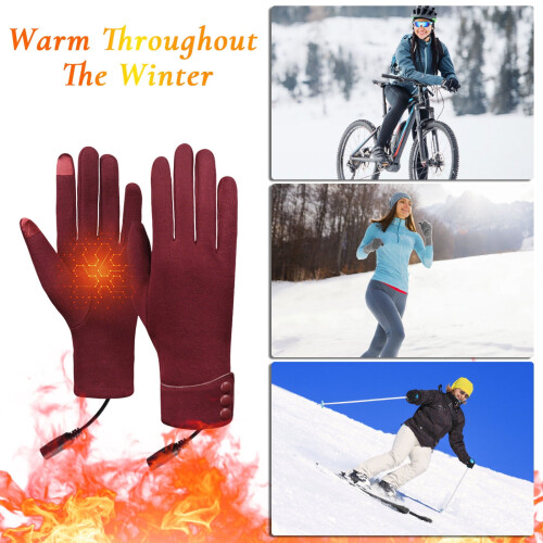 USB Heated Gloves Rechargeable Windproof Water-Resistant 2