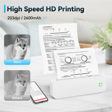 Portable A4 Thermal Printer Inkless for Office Photo PDF Document Memo Stencil Printing Black
