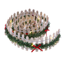 Wooden Christmas Village Fence White Picket 35 inch Brown