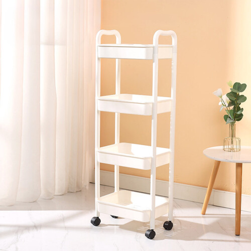 4-Tier Kitchen Bathroom Storage Cart White 1