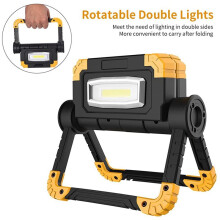 2X LED Work Light Rechargeable Portable - Folding Working Lamp with Flood Light Stand for Outdoor Camping