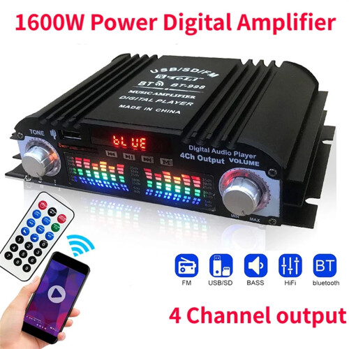 HiFi Sound Amplifier Digital 4-Channel 1600W Peak 2