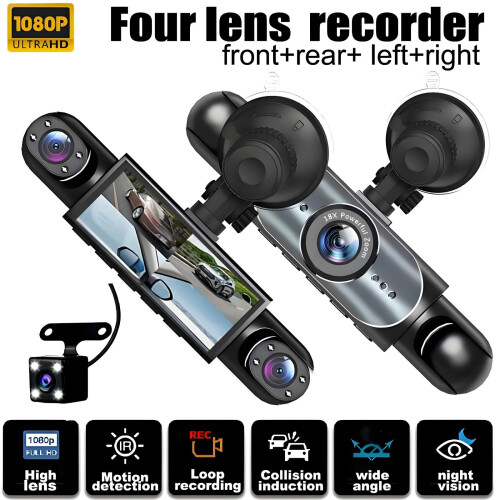 Dash Cam 1080P 4-Channel 360 with Night Vision 2