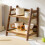 Wooden Rattan Double-Layer Desktop Storage Rack Brown 2
