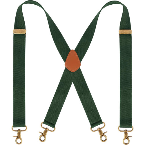 Men's X-Shape Adjustable Elastic Braces with 4 Hook Clips