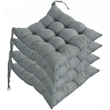 Gray Cotton Chair Cushions 40x40cm 4-Pack