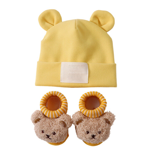 Baby Hat and Socks Set Cotton-Polyester Blend Breathable