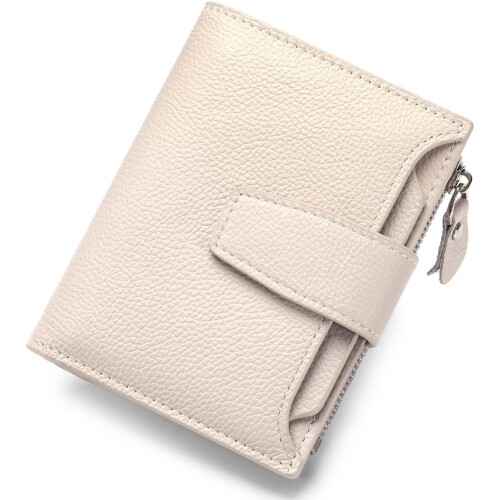 Women's RFID-Blocking Bifold Leather Wallet with Zipper