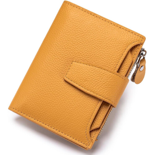 Women's RFID-Blocking Bifold Leather Wallet with Zipper