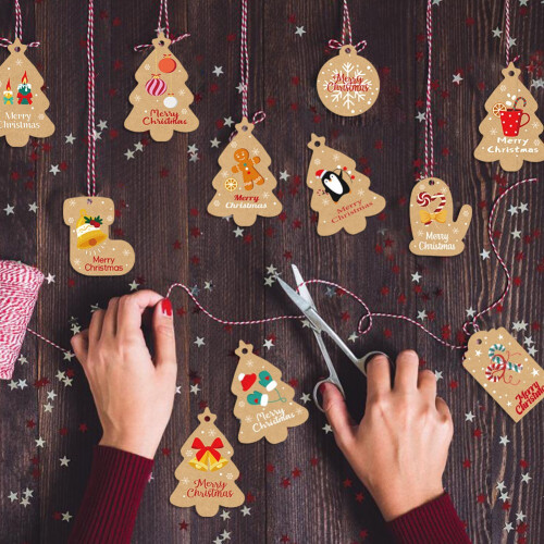 Christmas Tags and Twine Set Decorative Hang Tags 50 pcs 1