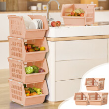 Stackable Storage Baskets with Wheels and Drainage 3-Piece