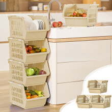 Stackable Storage Baskets with Wheels and Drainage 3-Piece