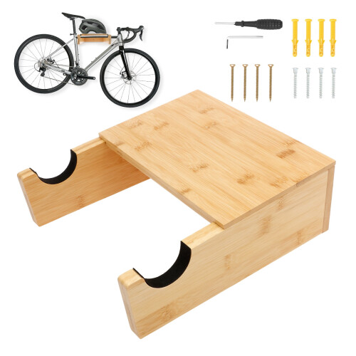 Wood Bicycle Wall Mount Space-Saving Hanger for Garage or