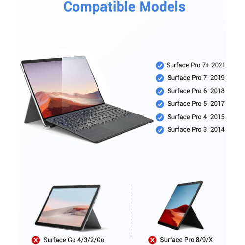 Surface Keyboard for Surface Pro 3-7+, Bluetooth 5.2, 1