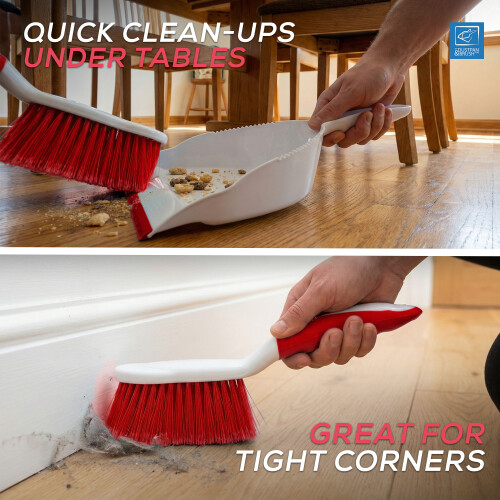 Soft Grip Dustpan and Brush Set Hand Sweeter (Red) 2