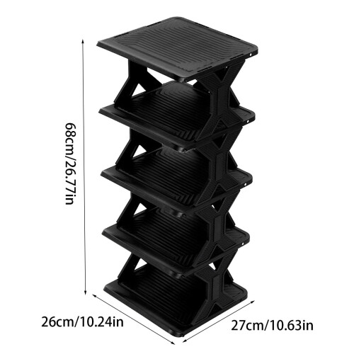 Corner Shoe Rack Black Plastic Ventilated Organizer 2