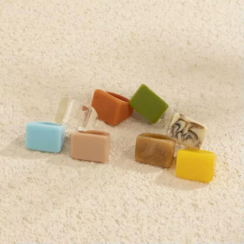 Acrylic Geometric Square Ring Orange