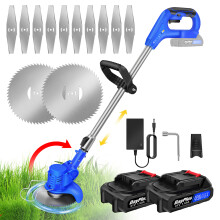 21V Cordless Strimmer, Grass Trimmer with 10,000 RPM Garden Strimmer Cordless with 2 Batteries for all Your Garden and Lawn Care Needs