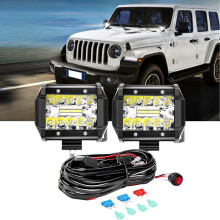 Waywe LED Pods Flood Light Bar 60W 4 inch Triple Row 2 Pack
