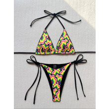 Women's Leopard Print Bikini Set Halter Triangle Bra