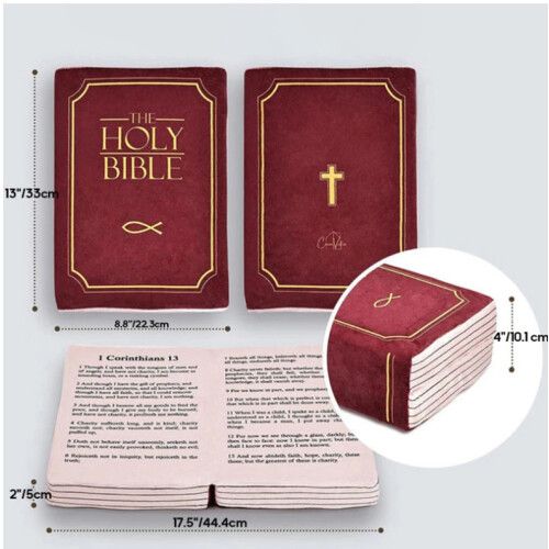 Bible Pillow Plush Book Shape Black 2