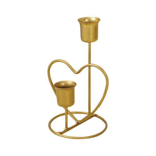 Gold Heart Taper Candle Holder 2-Arm 1