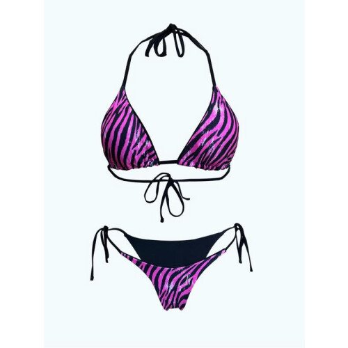 Women's Leopard Print Bikini Set Halter Triangle Bra 2