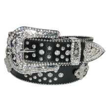 CTM Women's Fleur de Lis Studded Diamante Western Bling Belt