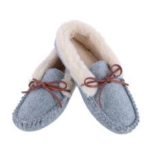 Ascentix Women's Cozy Moccasin Slippers Faux Fur Lined Grey