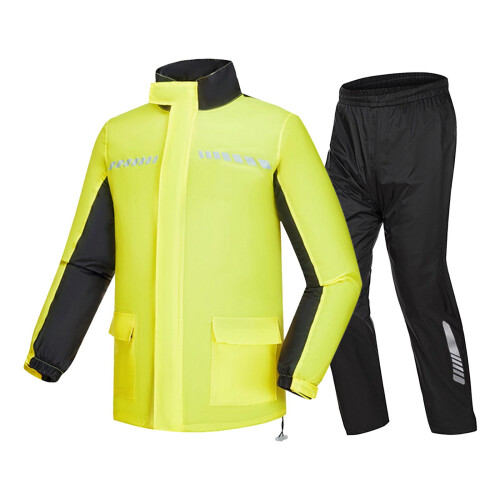 Rain Suit for Motorcycle Riders with Adjustable Neck and