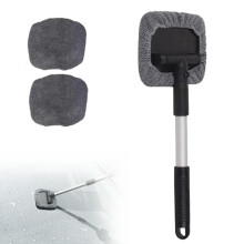 Car Window Cleaner Tool with Microfiber Pads and Extendable