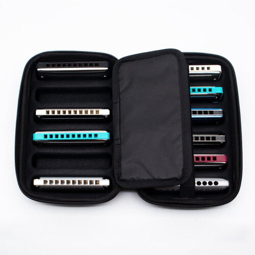 Harmonica Case Zippered Pouch Holds 12 Harmonicas 1